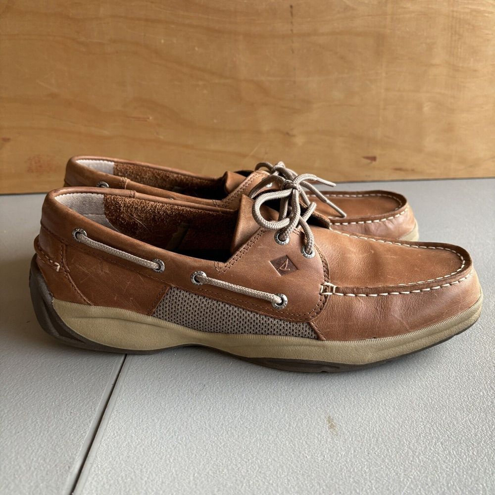Sperry Top Sider Leather Intrepid STS21592 2 Eye Boat Shoes Men's Size 11.5 Tan